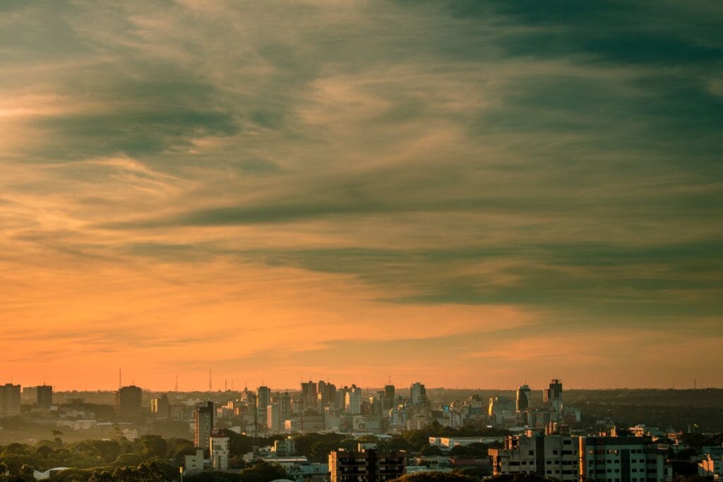 Ciudad del Este Paraguay sunset skyline