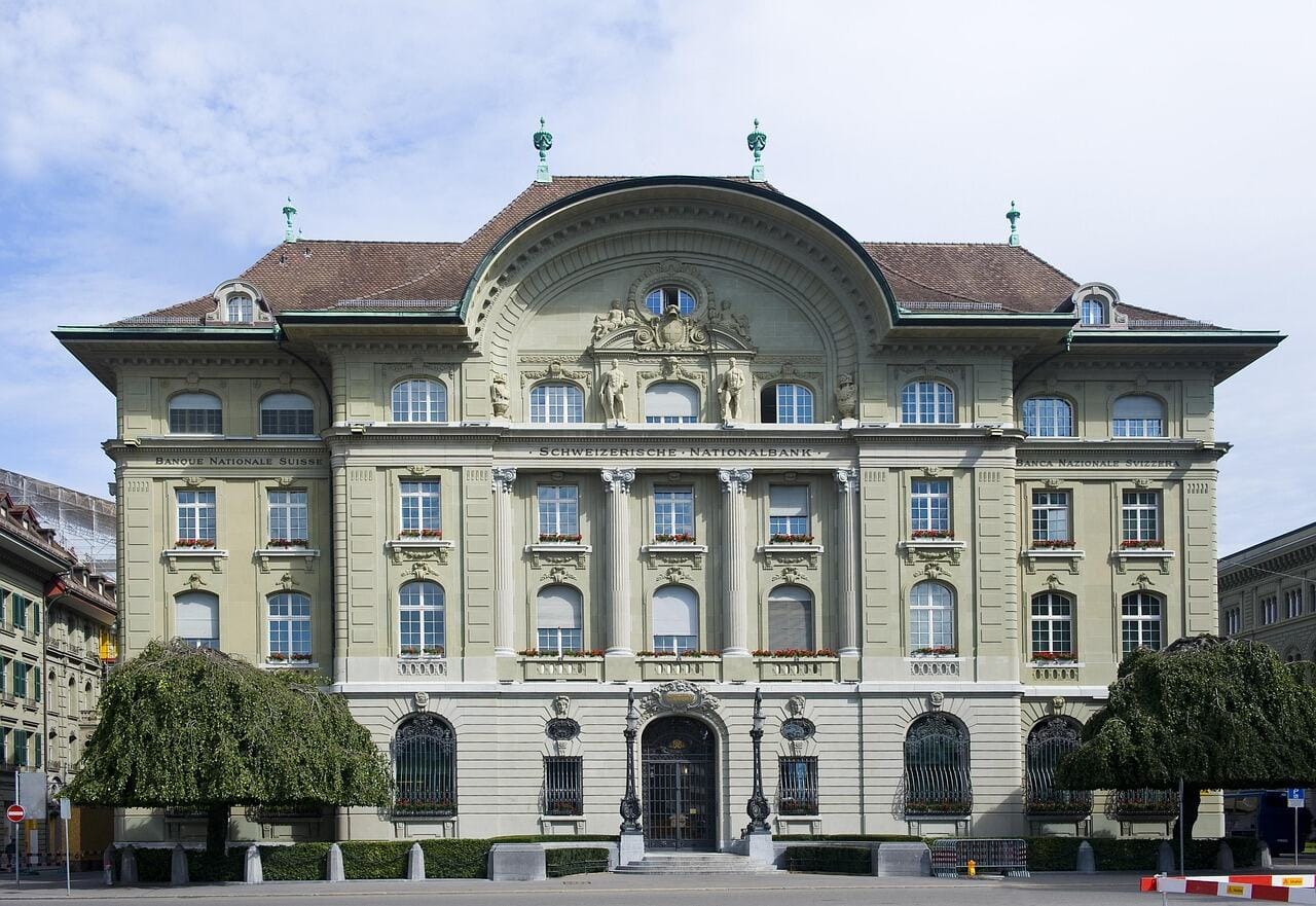 Bank headquarters building facade